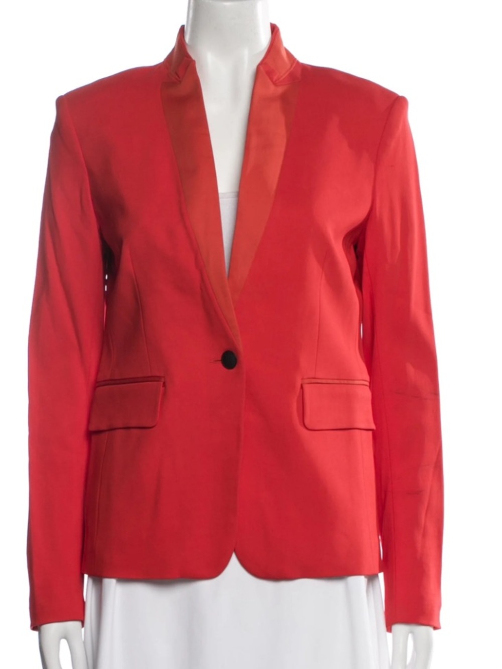 Rag & Bone Orange Blazer Satin Lapel One Button (stand collar)  Sz S/4 - Picture 3 of 12